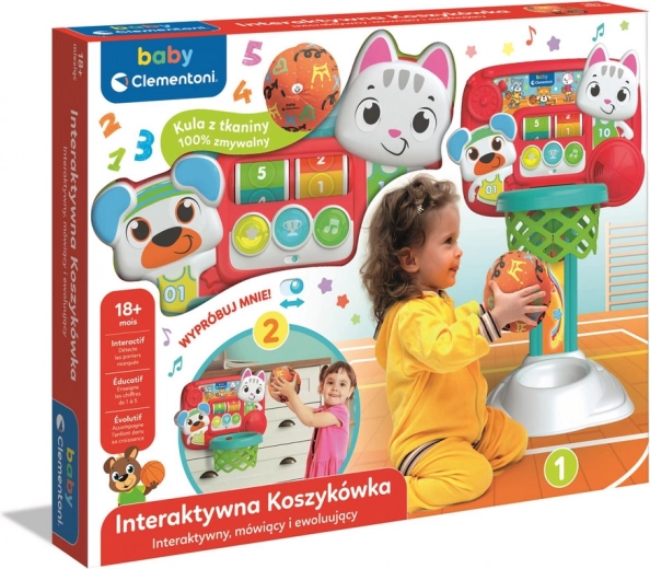 Interaktiv basketballkurv til børn med killing og bamse CLEMENTONI (polsk sprog)