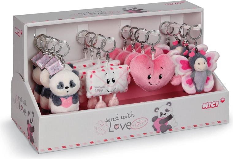 Nici display nøgleringe Love 8 cm – gavemix 4 motiver (16 stk)