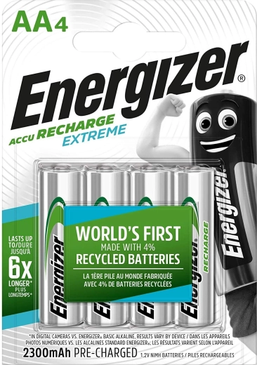 Energizer Extreme AA HR6 genopladelige batterier 2300 mAh, 4 stk.