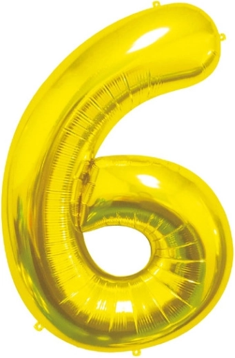 Folieballon tal 6, guld 85 cm