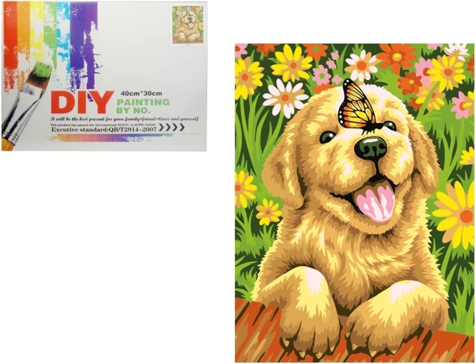Maling efter tal – hund med butterfly