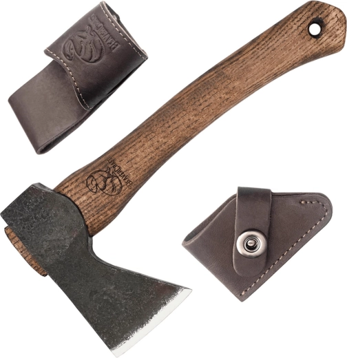 BeaverCraft AX1 kompakt bushcraftøkse med læderetui