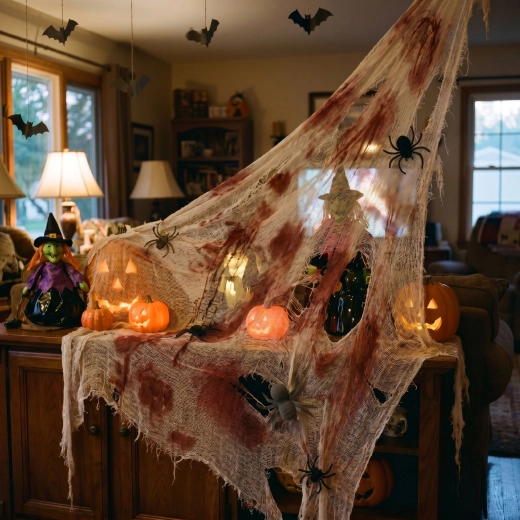 Halloween-tekstildekoration rød-hvid 91 x 76 cm