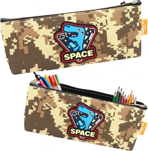 Kosmisk dinosaur penalhus khaki 20x8 cm