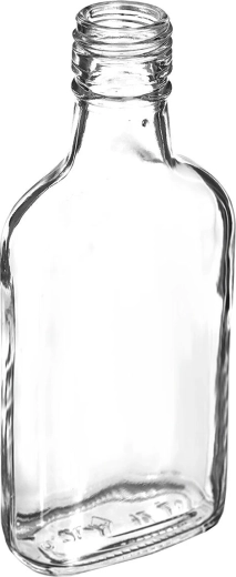 Glasflaske (flad) 200 ml – klar lommelaske med skruelåg 28 mm