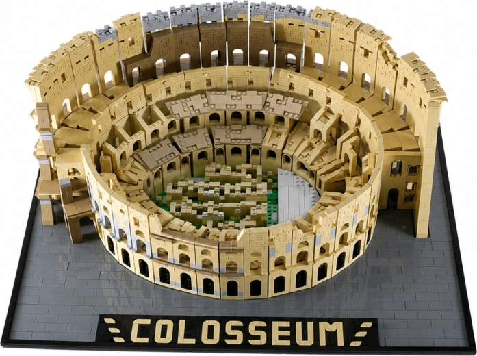 Monumental Colosseum-model på udstillingsfod