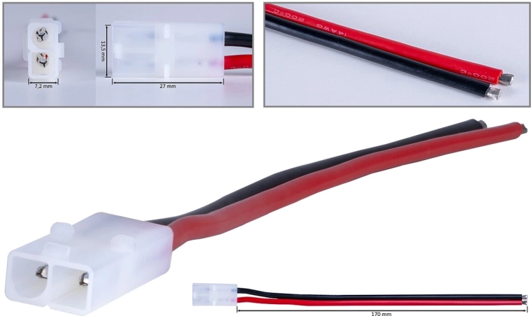 Tamiya-konnektor med silikonledning 2,5 mm², 17 cm