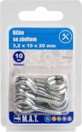 Lukket øje med gevind 20 × 10 × 3,2 mm, galvaniseret (10 stk)