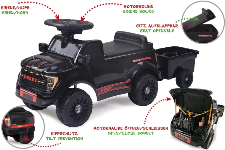 Shelby Ford F-150 Raptor-gåbil med sort trailer