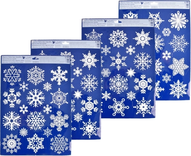 Vindues-dekorationsfolie med snefnug til glas 30 × 42 cm (assort. 4 varianter)