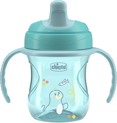 Chicco træningskop med håndtag, teal 200 ml, 6 m+