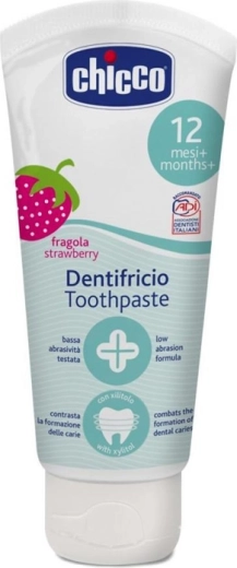 Chicco børnetandpasta jordbær uden fluor 50 ml (12 m+)