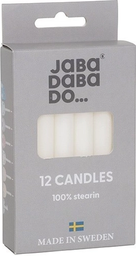 Jabadabado fødselsdagslys til lysestage, hvide (12 stk.)