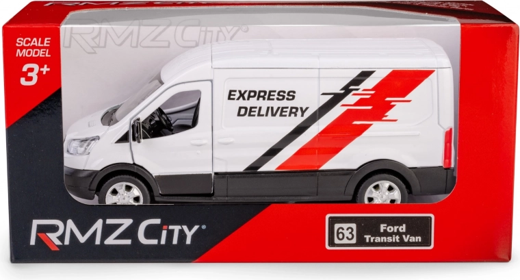Metalmodel af Ford Transit 2018 varevogn 1:43 med pull-back-optræk