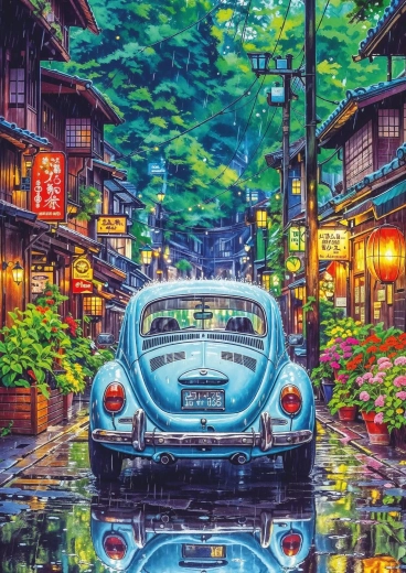 Puslespil Tokyo i regnvejr 500 brikker