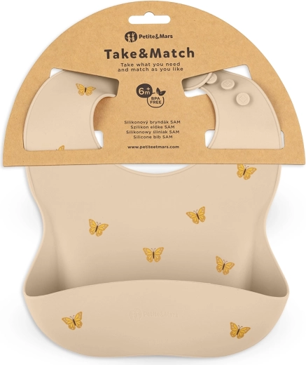 Petite&Mars silikone-hagesmæk Take&Match Sand Butterflies 6m+