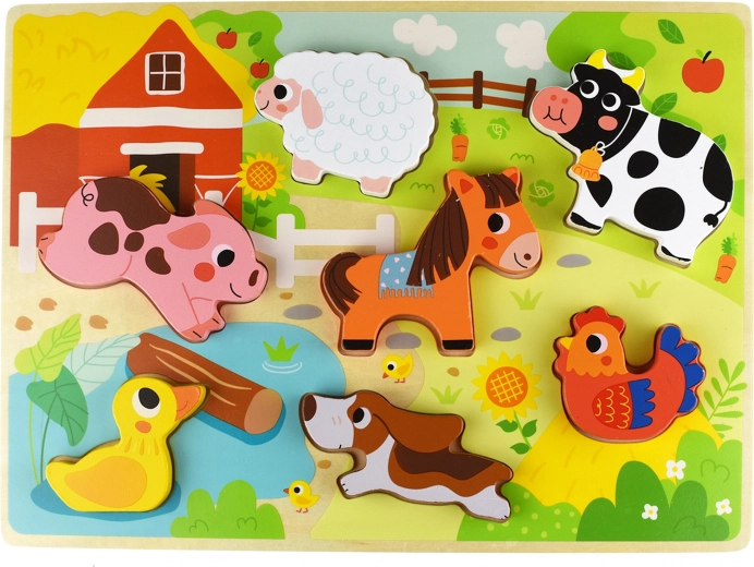 Træ-Montessori indsætningspuslespil bondegård TOOKY TOY