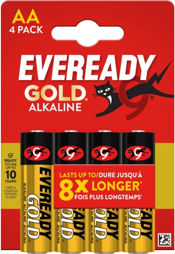Alkalinebatterier AA ENERGIZER Eveready Gold, 4 stk.
