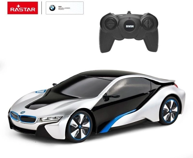 Rastar BMW i8 RC-bil med fjernbetjening 1:24 sølv