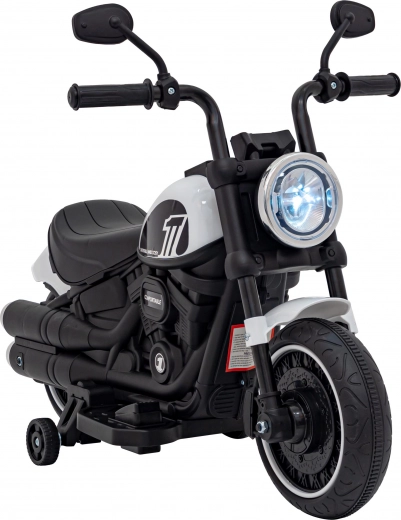 Elektrisk børnemotorcykel Chopper Faster med FM-radio, lydpanel og LED – Hvid