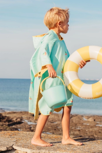 Quut børne-strandponcho med hætte Banana Blue