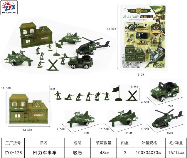 Sæt militærteknik med helikopter