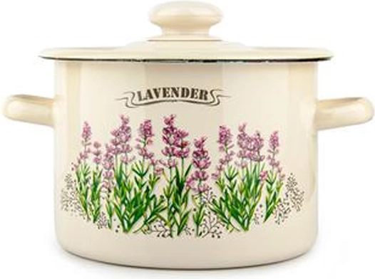 Emaljeret gryde med låg 2 l Lavendel