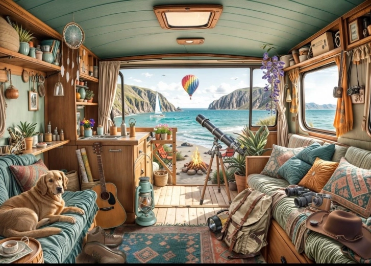 Puslespil Camping ved kysten 500 brikker BLUEBIRD