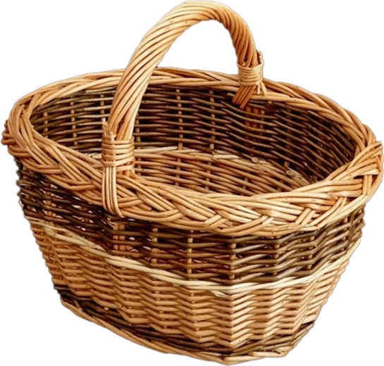 Oval flettet børnekurv til svampe 30 × 20 × 25 cm, lakeret