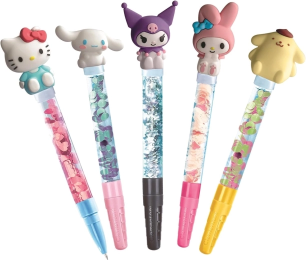 Fem penne med glimmer og konfetti-effekt