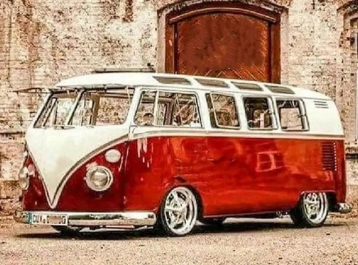 Diamantmaling Rød Volkswagen 30x40 cm