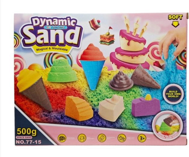 Kinetisk sand 500 g med forme til desserter