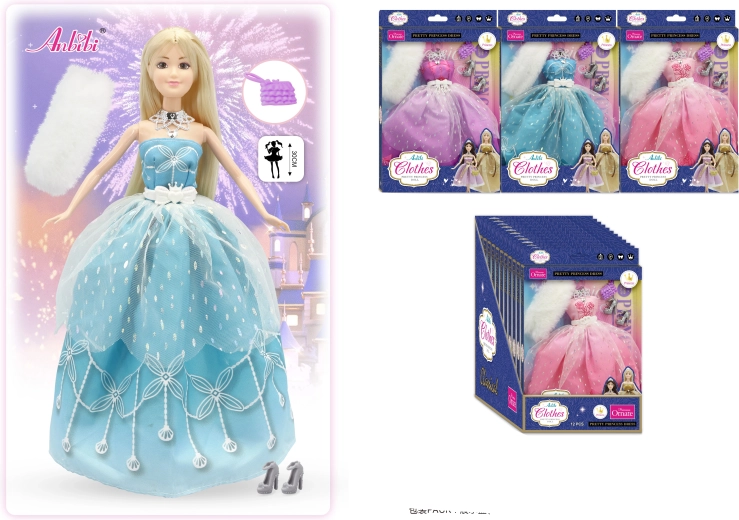 Klassiske prinsessekjoler til dukker 30 cm – flere varianter
