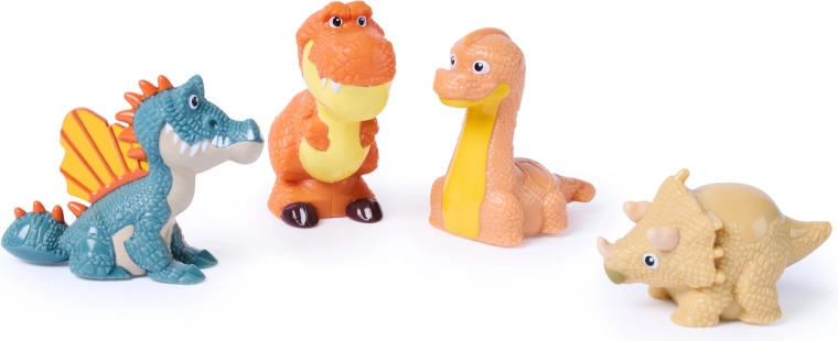 4 dinosaurfigurer med kugleformet base