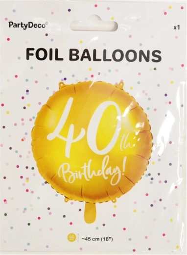 Folieballon tal 40 guld 45 cm