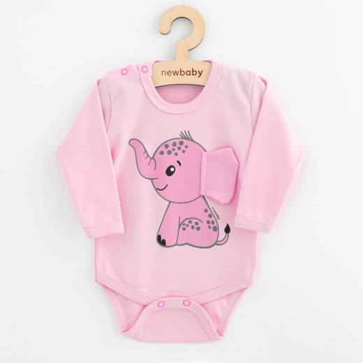 Babybody med lange ærmer New Baby Happy Elephant rosa 80