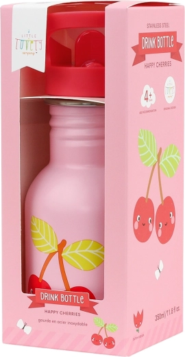 A Little Lovely Company drikkeflaske i rustfrit stål 350 ml – glade kirsebær