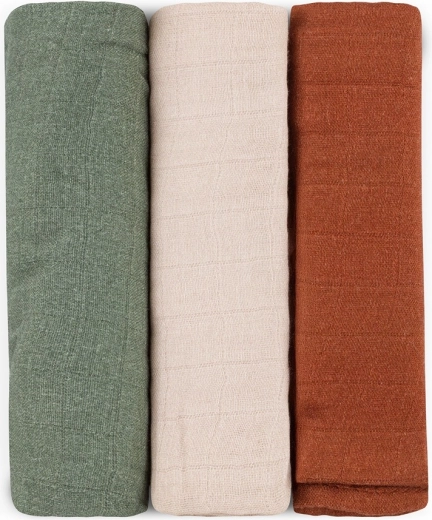 Petite&Mars sæt bambusmuslin-bleer Moussy Earth tones 68 × 68 cm (3 stk.)