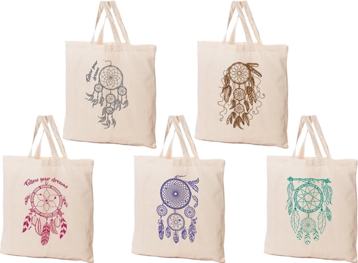 Bomuldsindkøbstaske Drømmefanger 42 × 42 cm, cremefarvet