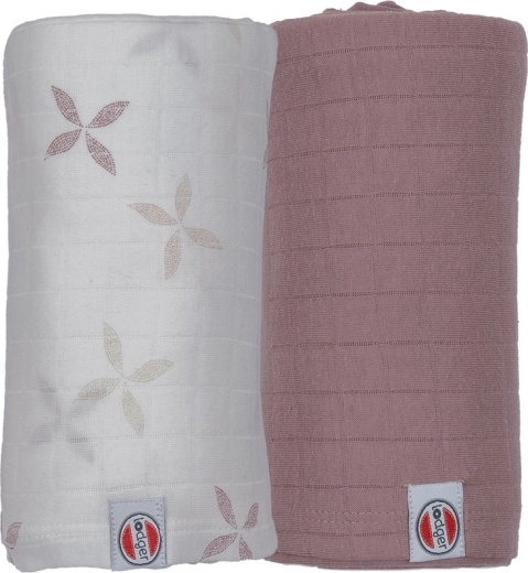 Lodger swaddler Solid matcha powder/rose 110 × 110 cm, sæt med 2 stk.