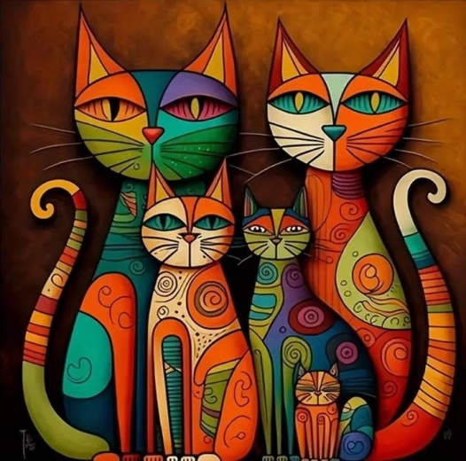 Diamantmaleri af katte i moderne kunst 30 × 40 cm