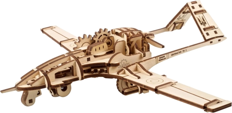 Ugears 3D mekanisk træpuslespil – kampdrone Bayraktar TB2
