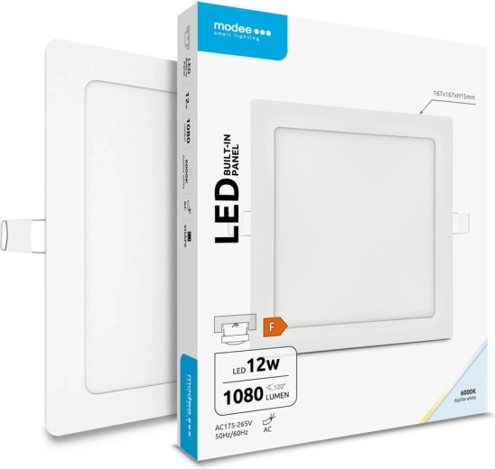 Modee Lighting indbygget firkantet LED-panel 12 W kold hvid 1080 lm