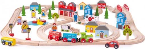 Trætogbane by og landsby BIGJIGS RAIL, 91 dele