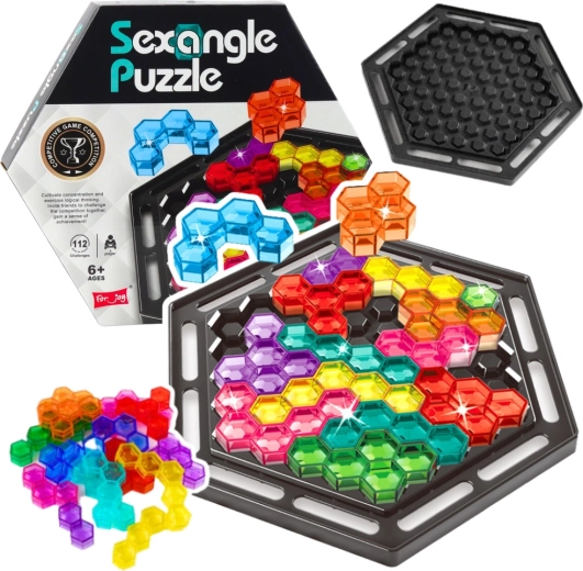 Logisk spil SEXANGLE PUZZLE – hexagonal tetris med 16 brikker og 112 opgaver