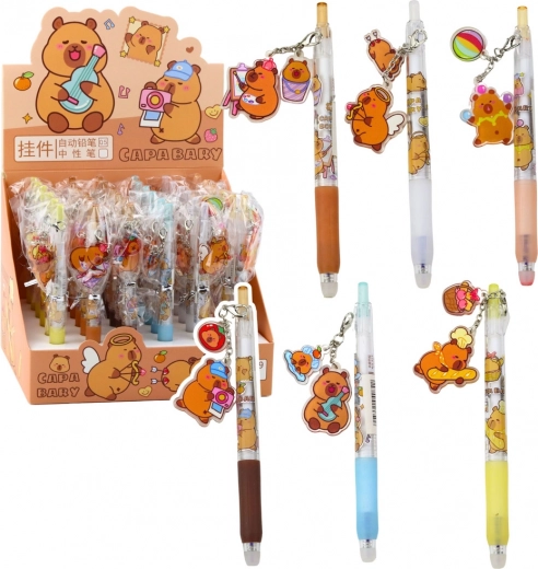 Gelpen Kapibara med vedhæng blå blæk 14,5 cm