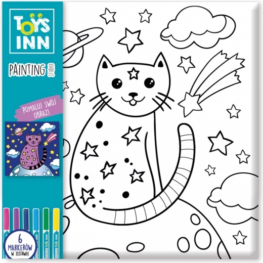 Malebillede til farvelægning med tuscher – kat