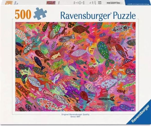 Ravensburger puslespil med fuchsiafarvede fisk – 500 brikker