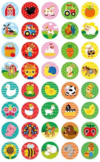 160 klistermærker med gårdmotiver