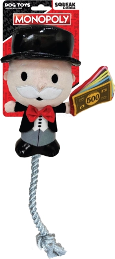 Plysbamse-trækkelegetøj til hunde MONOPOLY Mr. Monopoly med reb 20 cm